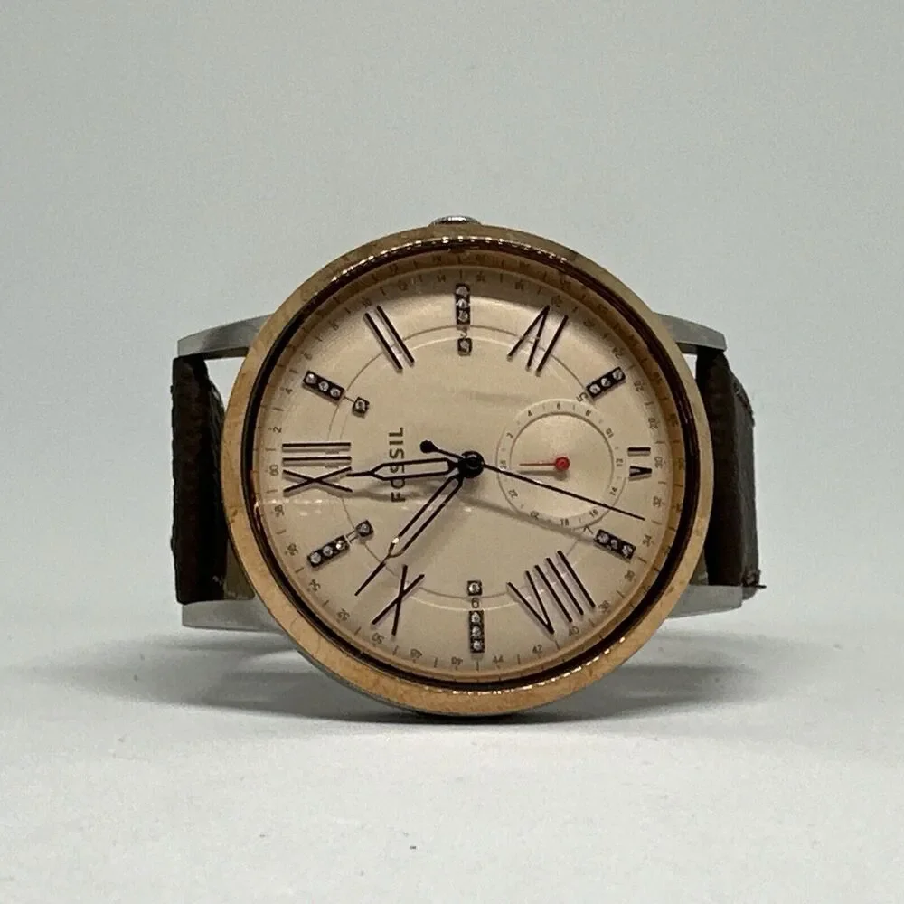 Fossil ES4163 Womens Brown Leather Analog Dial Quartz Genuine Wrist Watch HME369